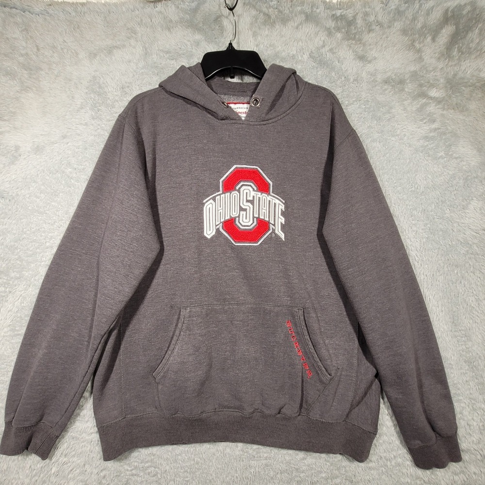Ohio State Buckeyes Hoodie Mens‎ XL Gray Embroidered Sweatshirt American Classic